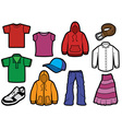 Clothing symbol set with bold outlines vector image
