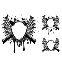 Shield with automatic machine Shield with automatic machine vector image