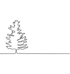 pine tree continuous one line drawing minimalist vector image