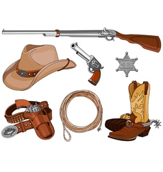 Cowboy objects set vector image