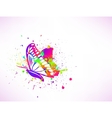 Rainbow ink butterfly on white background vector image