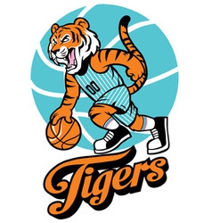 Tiger basketball mascot vector image