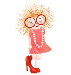 Little Girl in Moms Shoes vector image