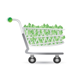 Shopping cart filled with money vector image