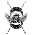 Skull in helmet crossed spears vector image