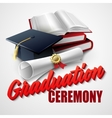 Graduation Ceremony Book hat and certificate vector image