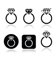 Diamond engagement ring icon vector image