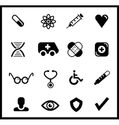 Black medical icon set vector image