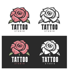 Tattoo studio rose emblem vintage vector image