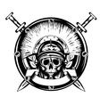 Skull in helmet and shield and cross vector image