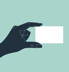 Hand showing blank business card vector image
