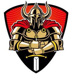 Warrior in armor with sword vector image