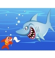 Shark and small fish vector image