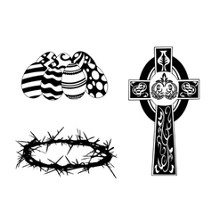 Silhouette items for easter day vector image