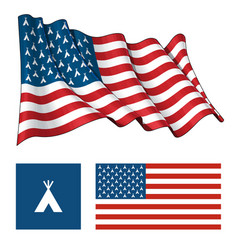 Us teepee waving and flat flag vector image