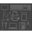 Outlined set of office devices vector image