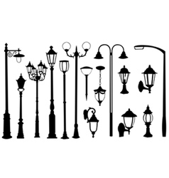 Street light silhouettes vector image