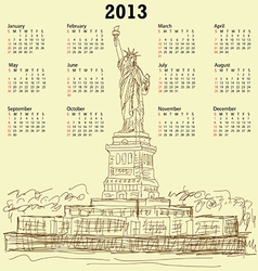 Statue of liberty vintage 2013 calendar vector image