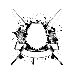 Skeleton of fishes and crossed fishing tackles vector image