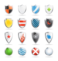 Colorful shields collection isolated on white vector image