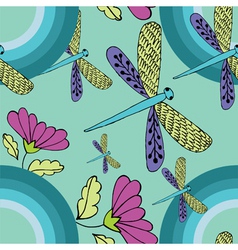 Retro dragonfly pattern vector image