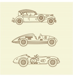 Vintage sport racing cars vector image