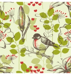 Bird and lilies wallpaper vector image