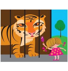 Litlle girl in a zoo vector image