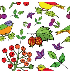 Bird berries print vector image