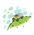 Truck on meadow sketch for your design vector image