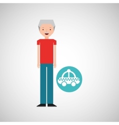 Man elderly travel concept and taxi design graphic vector image