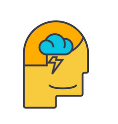Mind process male head flat line Mind process male head flat line vector image