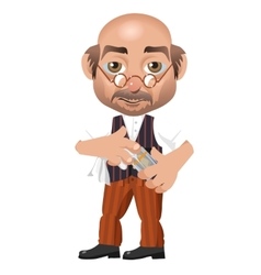 Bald man with glasses bartender in a vintage suit Bald man with glasses bartender in a vintage suit vector image