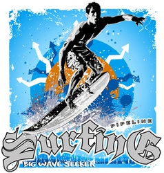 Surfing big wave vector image