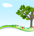 Background with tree and flowers vector image