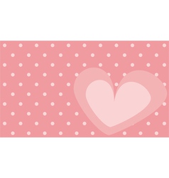 Pink heart with polka dots on background vector image