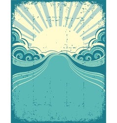 Grunge nature poster background with sun vector image