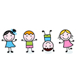 Doodle happy kids group isolated on white vector image