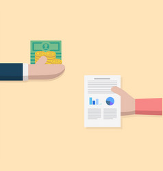 Business hand exchange money and person hand vector image