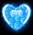 Set of gear wheels in blue heart vector image