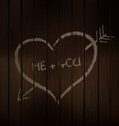Wood chalk heart vector image