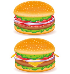 Hamburger and cheeseburger isolated on white backg vector image