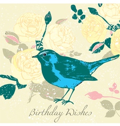 Vintage Floral Birthday Card vector image