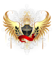 Black shield gold cross vector image
