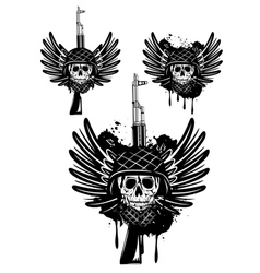 Skull in an army helmet vector image