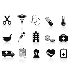 Black medical icons set vector image