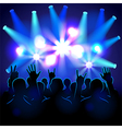 Silhouettes and lights on musical concert Silhouettes and lights on musical concert vector image