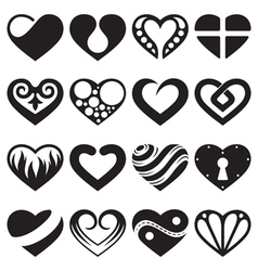 Heart icons and signs set vector image