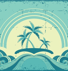 Vintage seascape with tropical palmsNature image vector image