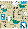 Retro birds Clocks Pattern vector image